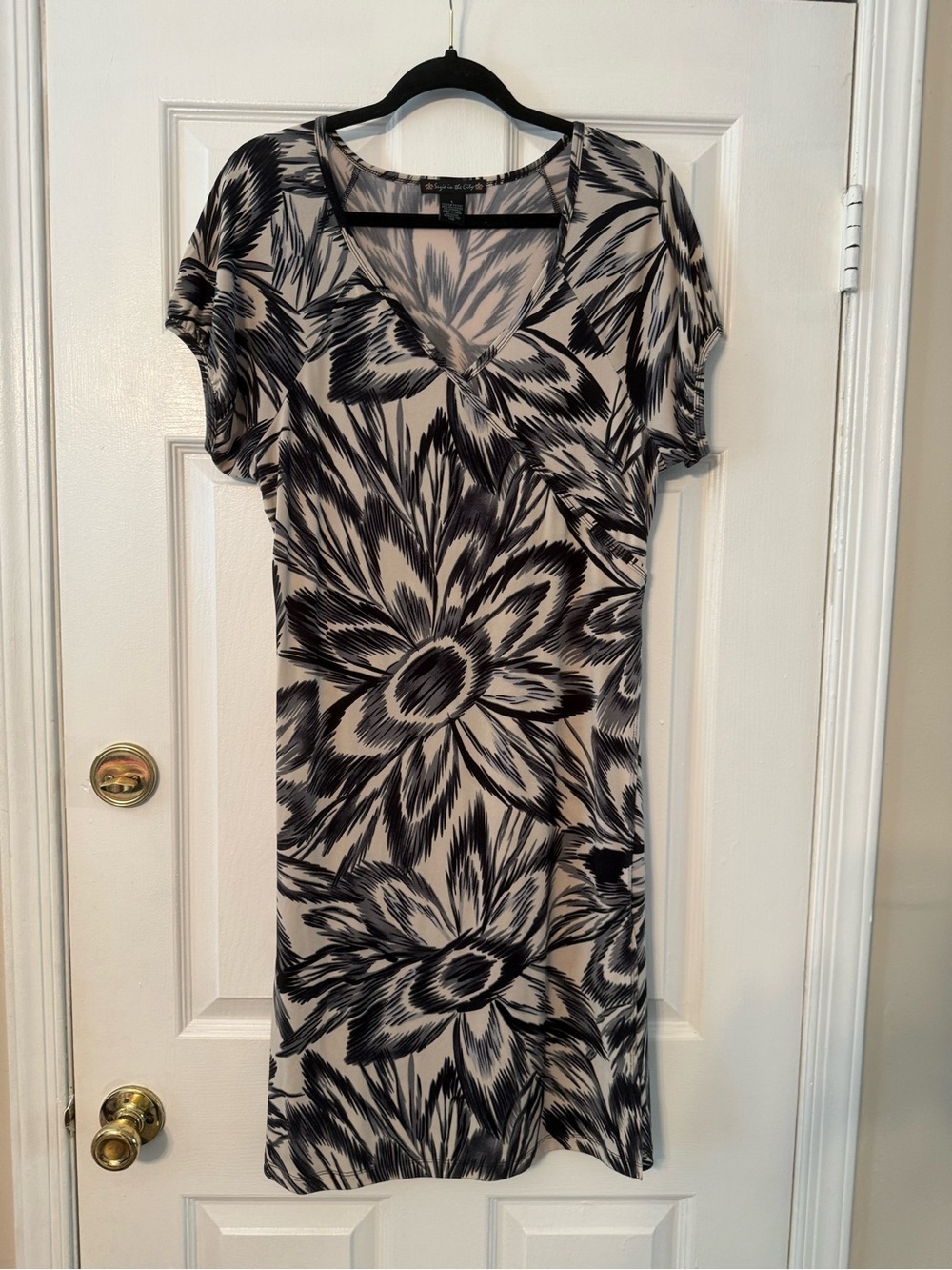 Suzie In The City Beige Dress with Black Floral Print